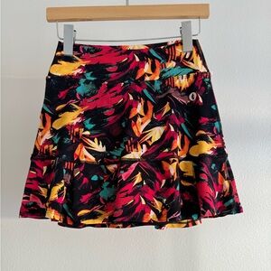 Women’s Floral Print Athletic Skort in Black, Pink & Yellow